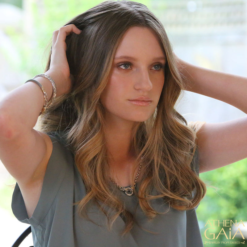 Gold Flower Circle Station Necklace - 18k Gold & Sterling Silver Necklace