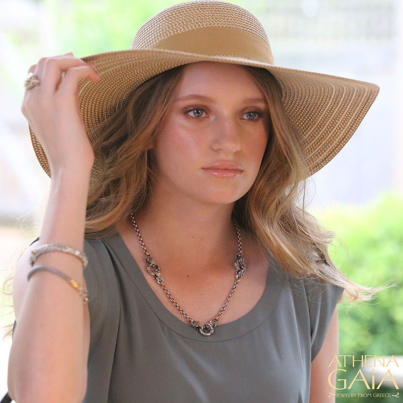 Gold Flower Circle Station Necklace - 18k Gold & Sterling Silver Necklace