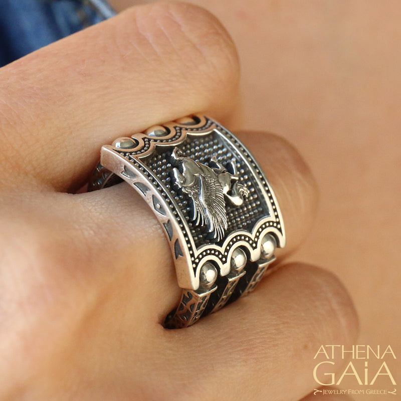 Hinged Triple Bar Ring - Sterling Silver Ring - Club Ring