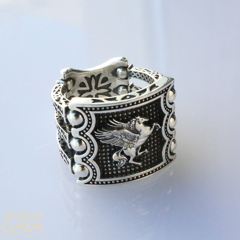 Hinged Triple Bar Ring - Sterling Silver Ring - Club Ring