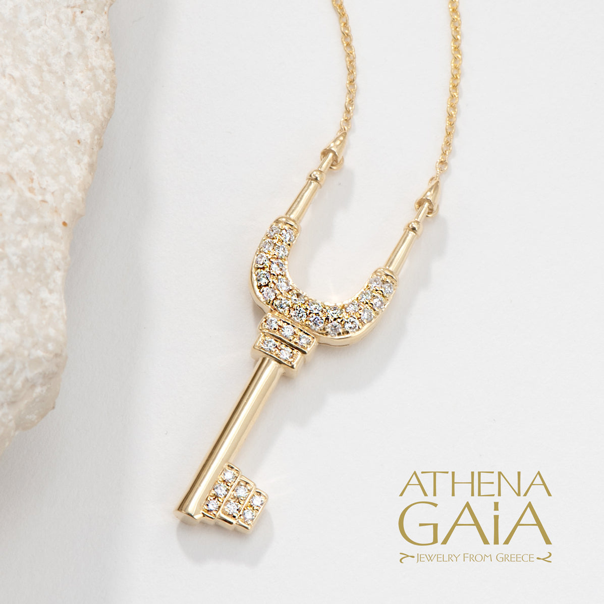 Olympian Hades Key and Scepter Necklace - 18k Gold Necklace — Athena Gaia