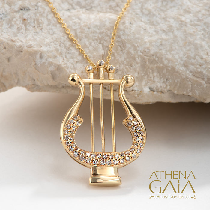 Olympian Apollo Lyre Pendant with Necklace