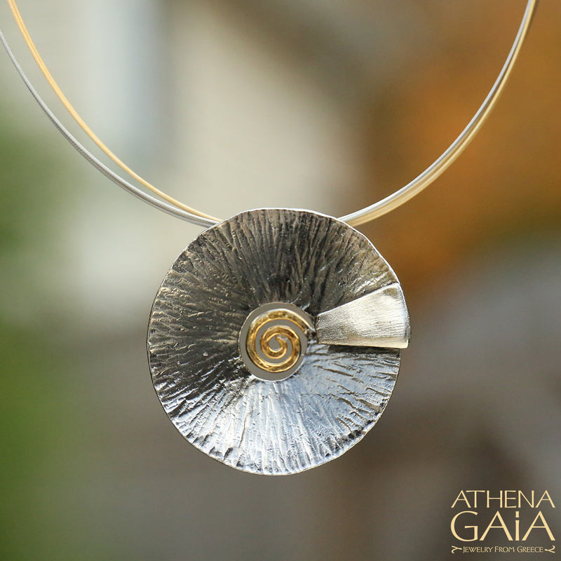 Spiral Gravity Pendant Necklace - Gold Plated Sterling Silver Necklace