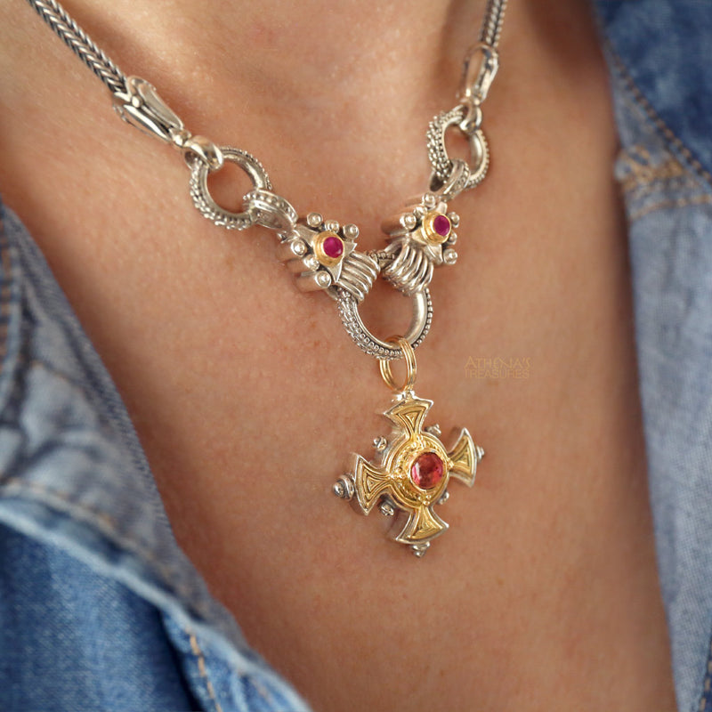 Stone Arrow Charm Link Pendant Chain