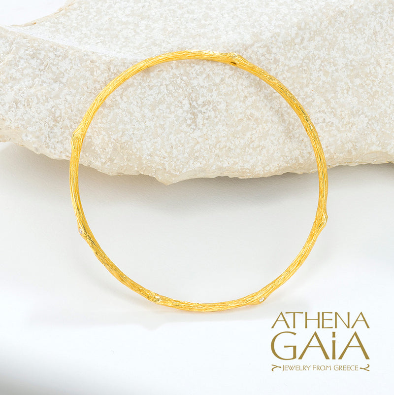 Four Seasons Winter Bracelet - 18k Gold - Solid Bangle Bracelet