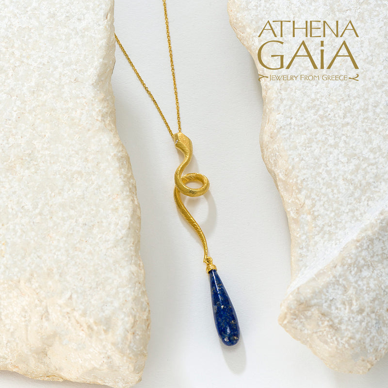 Mythology Snakes Pendant Necklace - 18k Gold Necklace