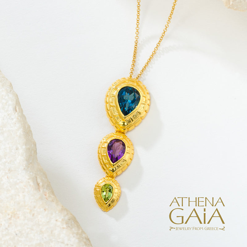 Cosmos Triple Pendant Necklace - 18k Gold Necklace