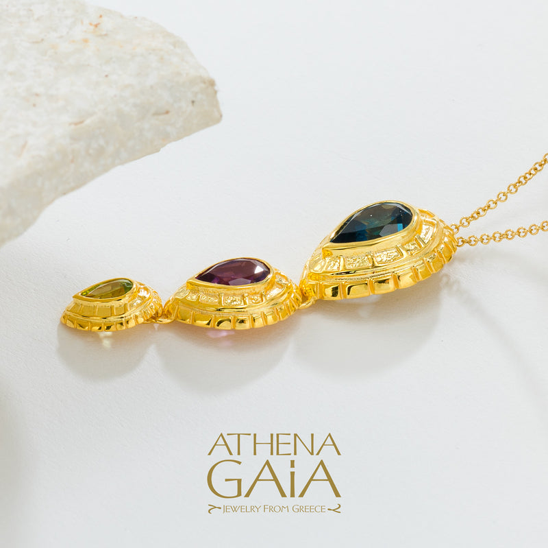 Cosmos Triple Pendant Necklace - 18k Gold Necklace