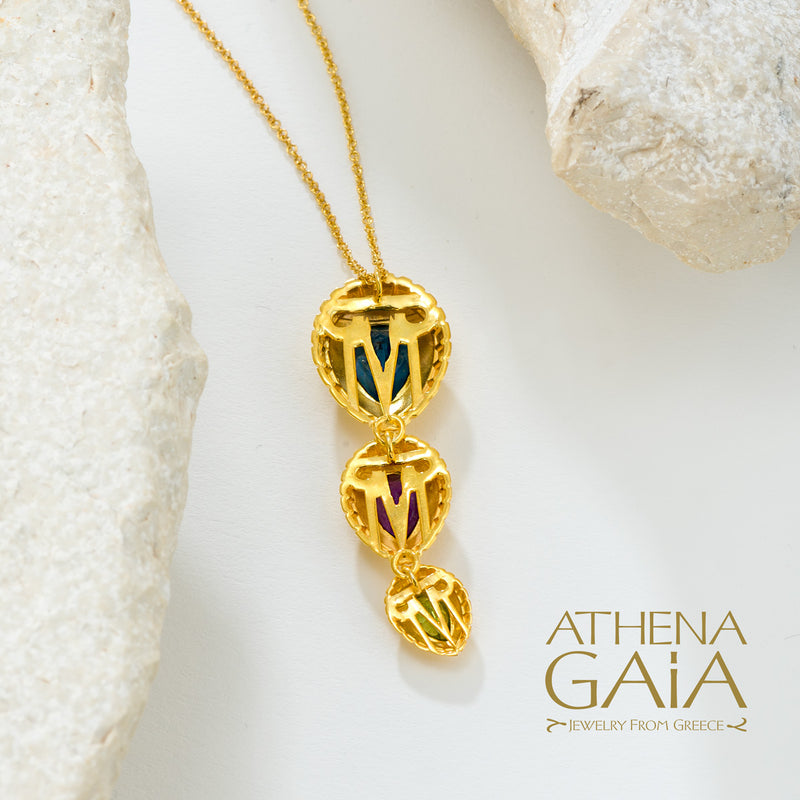 Cosmos Triple Pendant Necklace - 18k Gold Necklace