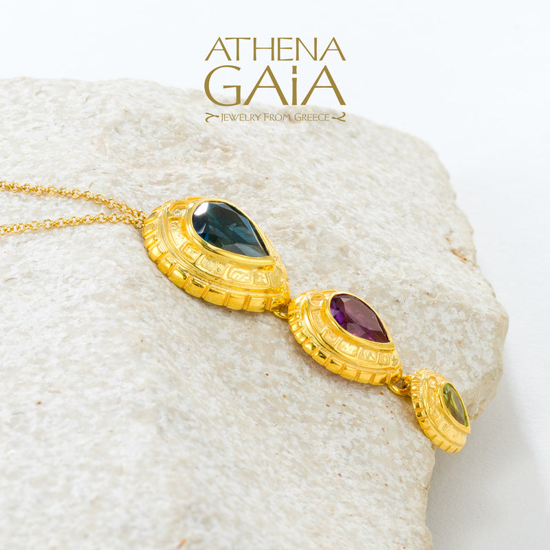 Cosmos Triple Pendant Necklace - 18k Gold Necklace