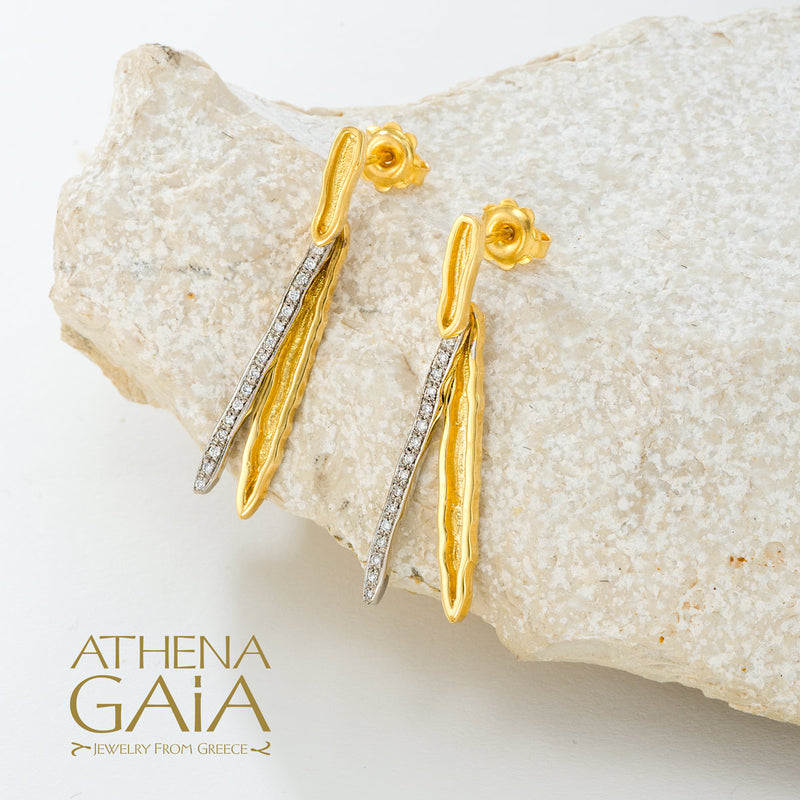 Veiled Earth Scripts "Stalactites" Earrings (Small) - 18k Gold Earrings - Chandelier Earrings