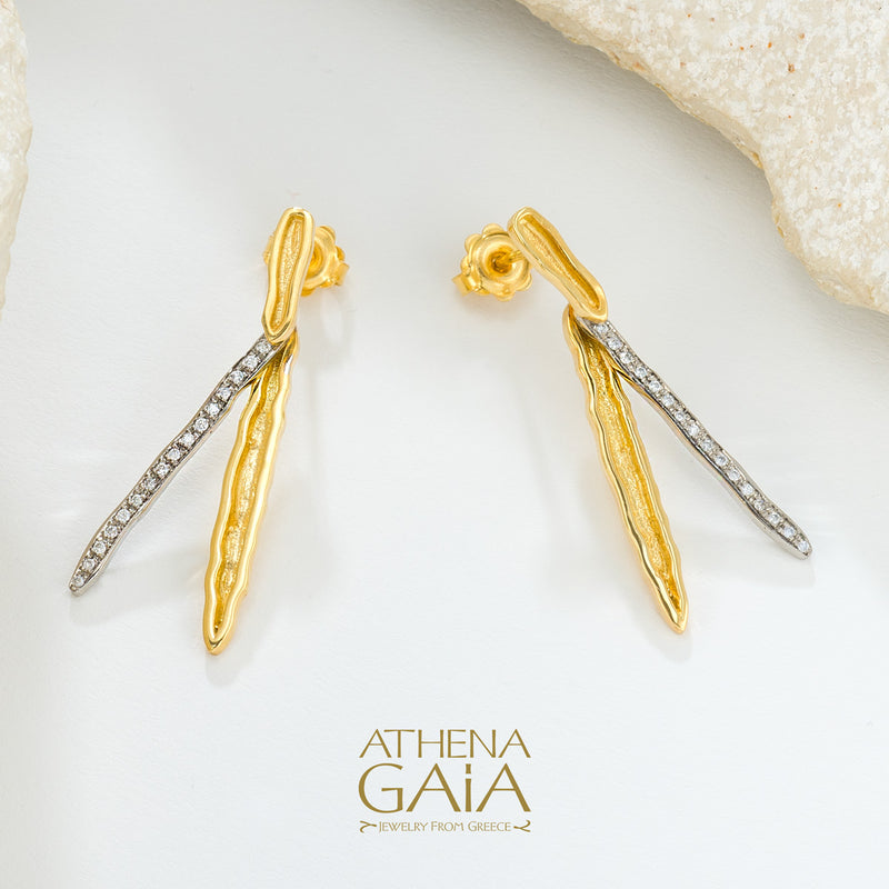 Veiled Earth Scripts "Stalactites" Earrings (Small) - 18k Gold Earrings - Chandelier Earrings