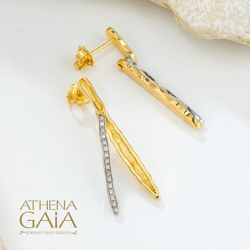 Veiled Earth Scripts "Stalactites" Earrings (Small) - 18k Gold Earrings - Chandelier Earrings