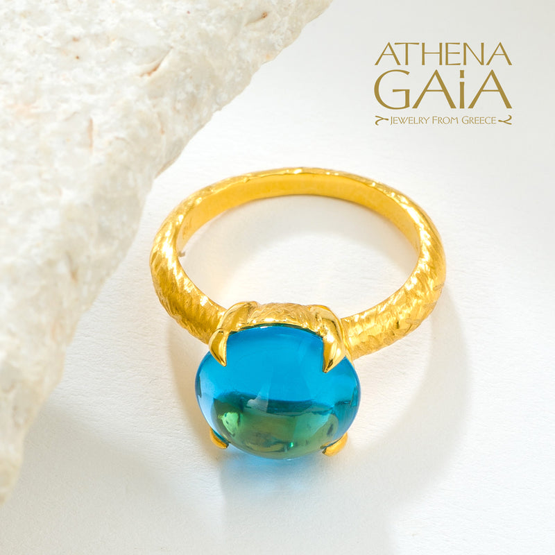 Four Seasons Winter Stone Ring - 18k Gold Ring - Cocktail Ring