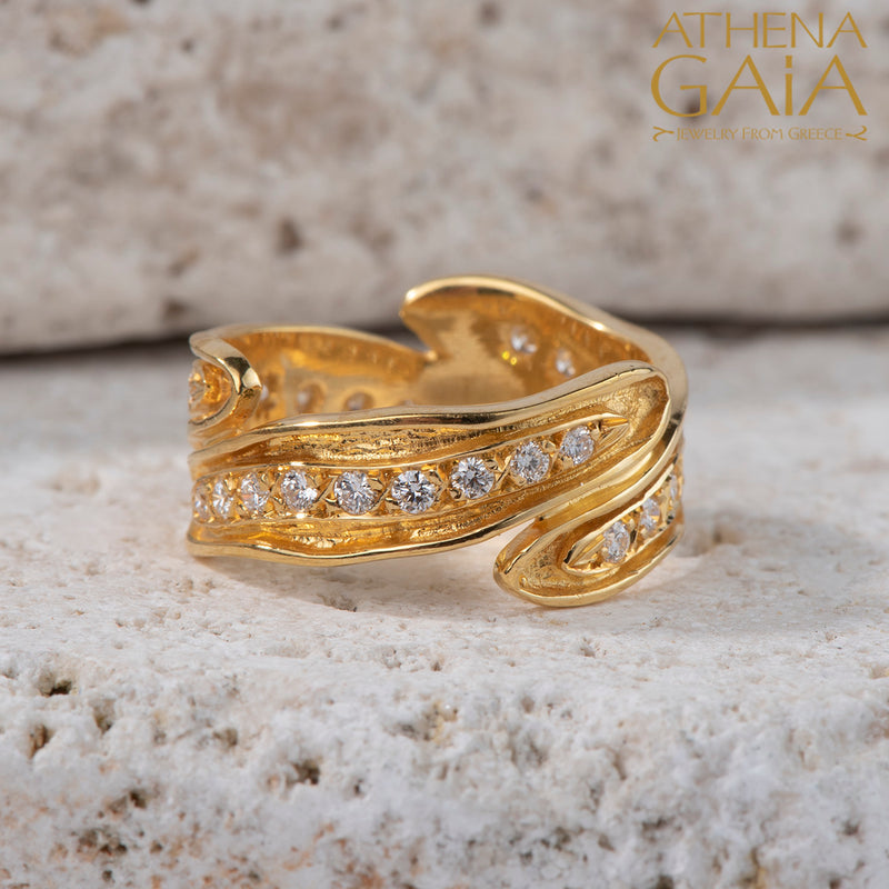 Veiled Earth Scripts "Stalactites" Ring - 18k Gold Ring - Cocktail Ring