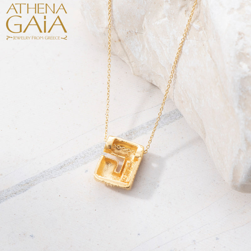 Meander Pendant Necklace - 18k Gold Necklace