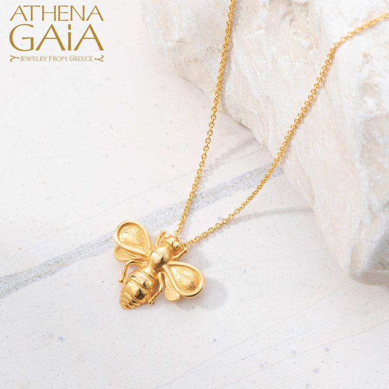 Herbs Let it Bee Pendant Necklace - 18k Gold Necklace