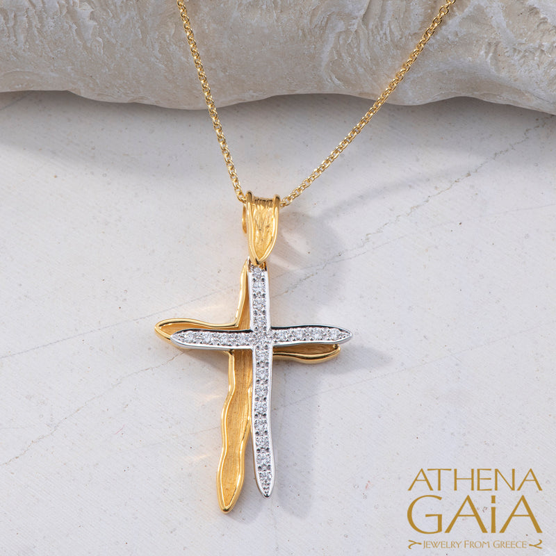 Veiled Earth Scripts "Stalactites" - 18k Gold - Latin Cross