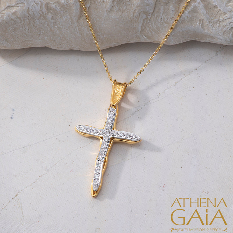 Veiled Earth Scripts "Stalactites" - 18k Gold - Latin Cross