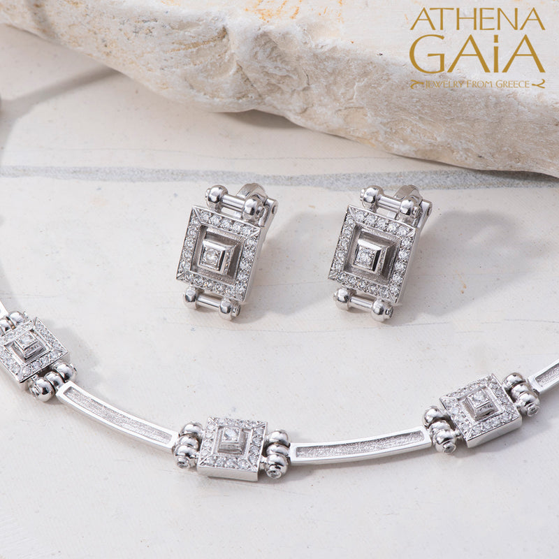 Double-Bar Symmetry Earrings (Large) - 18k Gold Earrings - Omega Clip Earrings