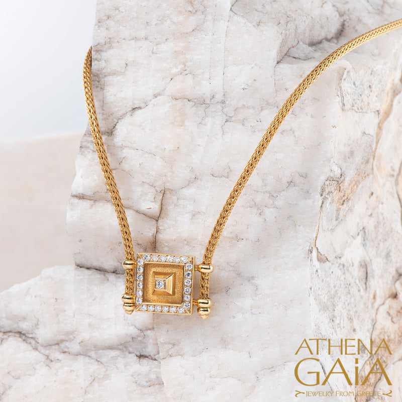 Shadow and Light Symmetry Fall Necklace - 18k Gold Necklace