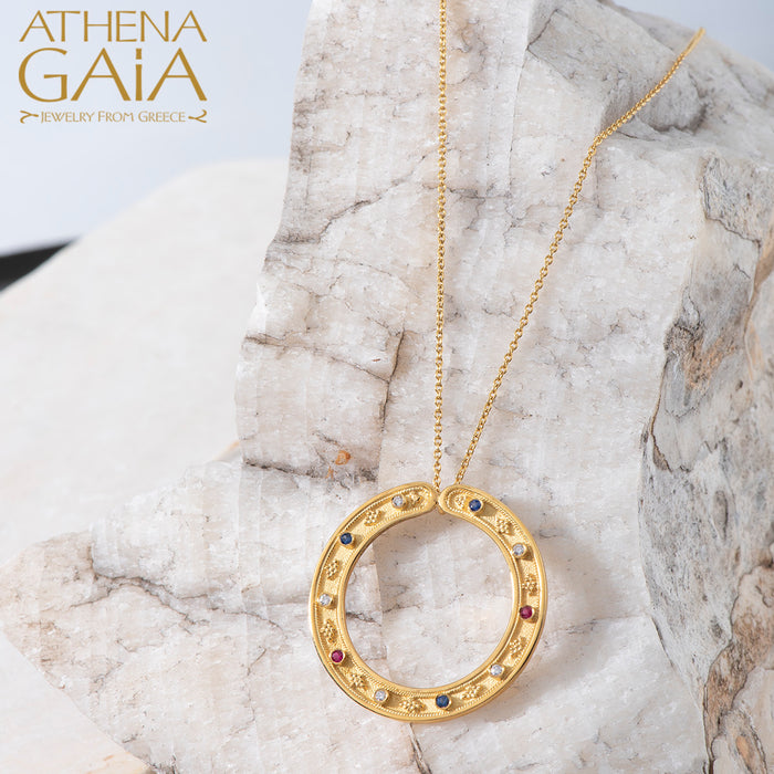 Garden of Eden Large Round Pendant Necklace - Calesco Jewelry