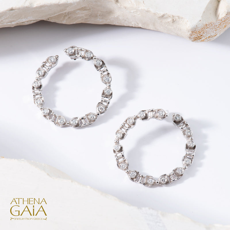 Byzantine Embroidery Earrings - 18k Gold - Hoop Earrings