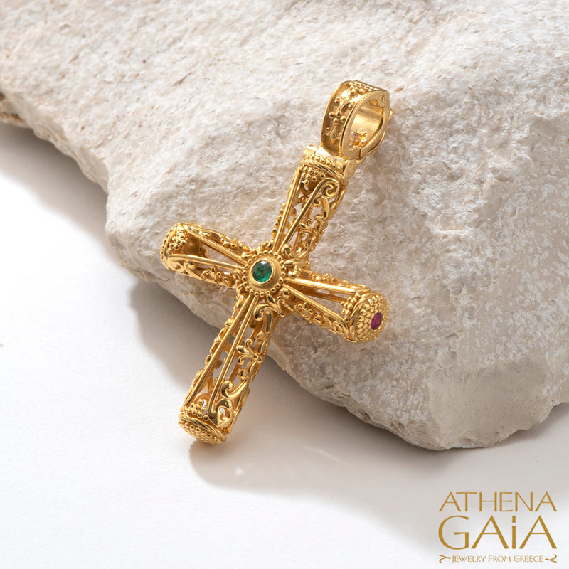 Filigree Orthodox Cross (Large) - 18k Gold - Byzantine Cross