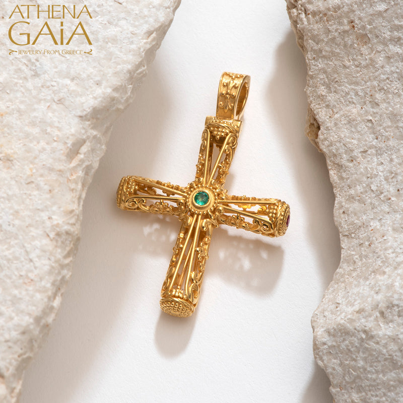 Filigree Orthodox Cross (Large) - 18k Gold - Byzantine Cross