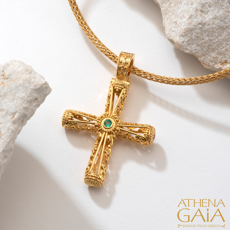 Filigree Orthodox Cross (Large) - 18k Gold - Byzantine Cross