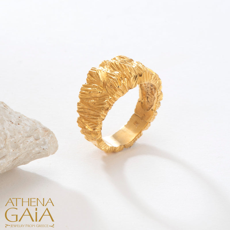Veiled Earth Scripts "Rocks" Ring - 18k Gold Ring - Cocktail Ring