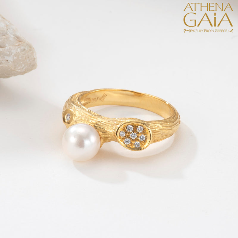 Four Seasons Winter Pearl Band Ring - 18k Gold Ring