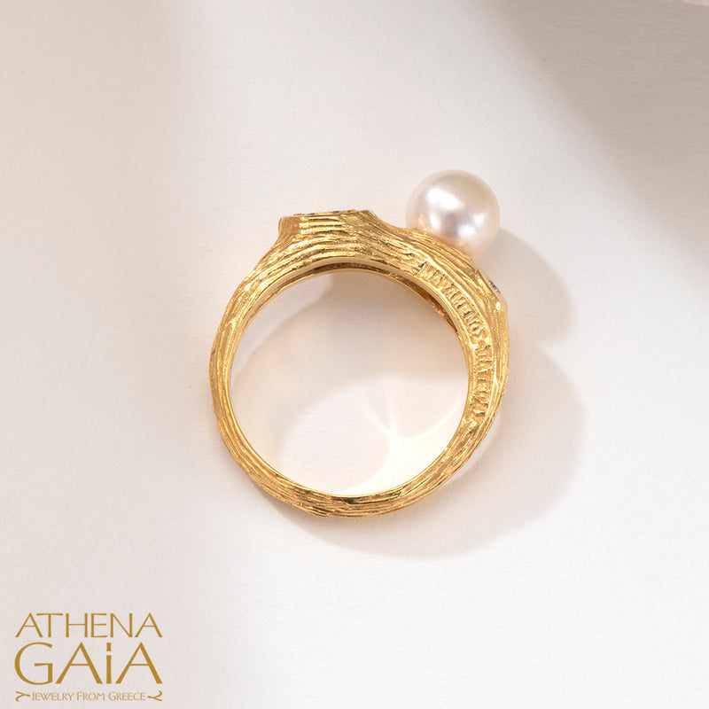 Four Seasons Winter Pearl Band Ring - 18k Gold Ring