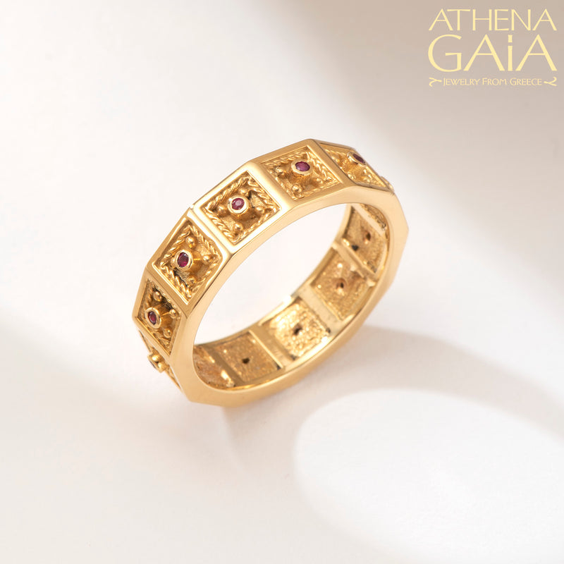 Thin Block Ring - 18k Gold Ring - Stackable Ring