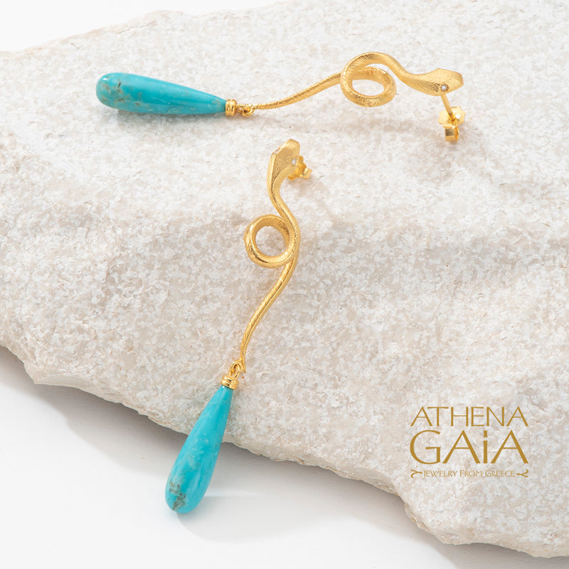 Mythology Snakes Earrings - 18k Gold Earrings - Chandelier Earrings