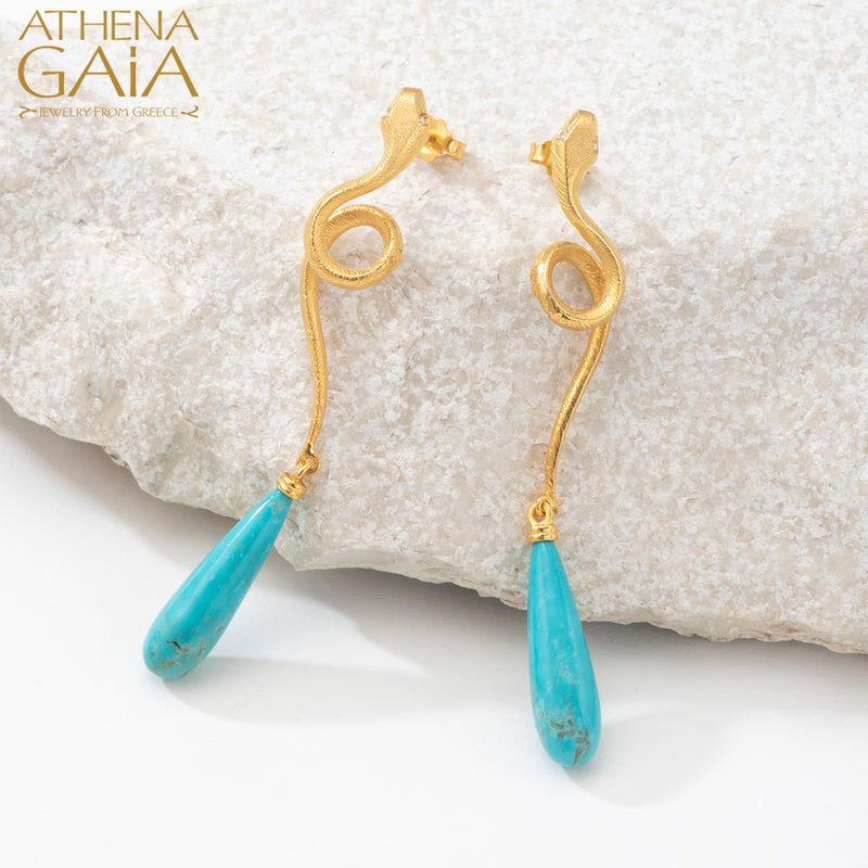 Mythology Snakes Earrings - 18k Gold Earrings - Chandelier Earrings