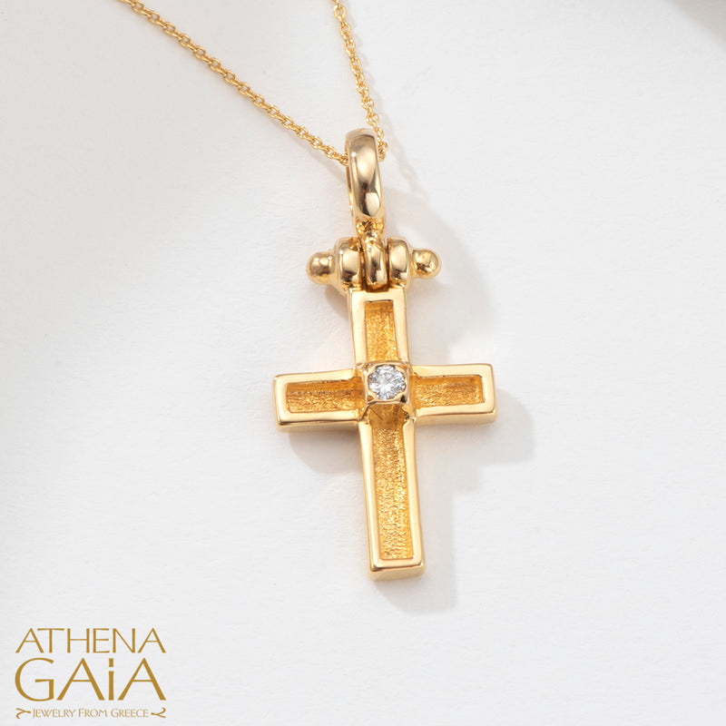 Shadow and Light Diamond Latin Cross - 18k Gold - Orthodox Cross