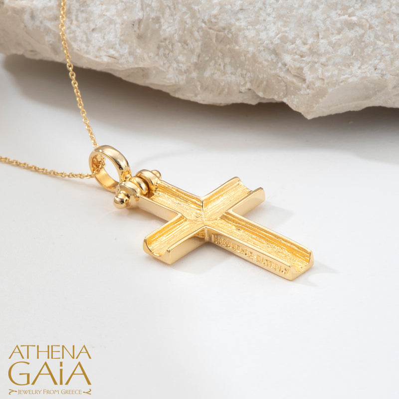 Veiled Earth Scripts Caves - 18k Gold - Latin Cross