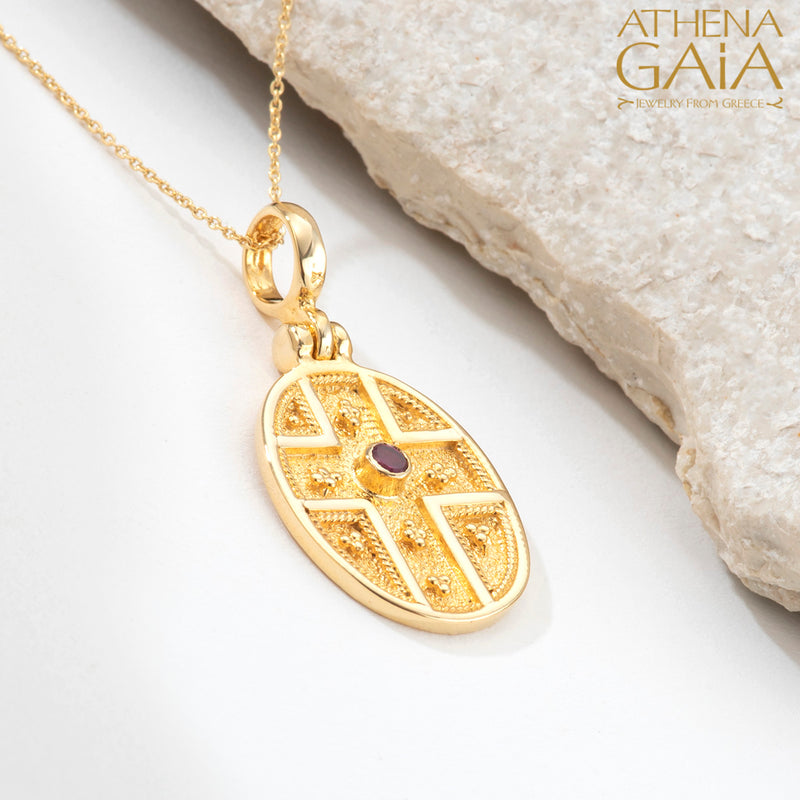 Oval Konstantinata - 18k Gold - Byzantine Embroidery Konstantinata