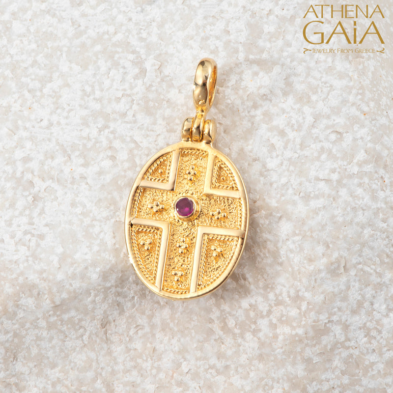 Oval Konstantinata - 18k Gold - Byzantine Embroidery Konstantinata