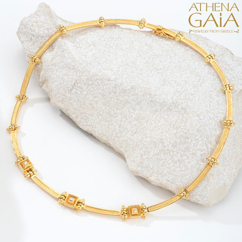 Shadow and Light Triple Symmetry Necklace - 18k Gold Necklace