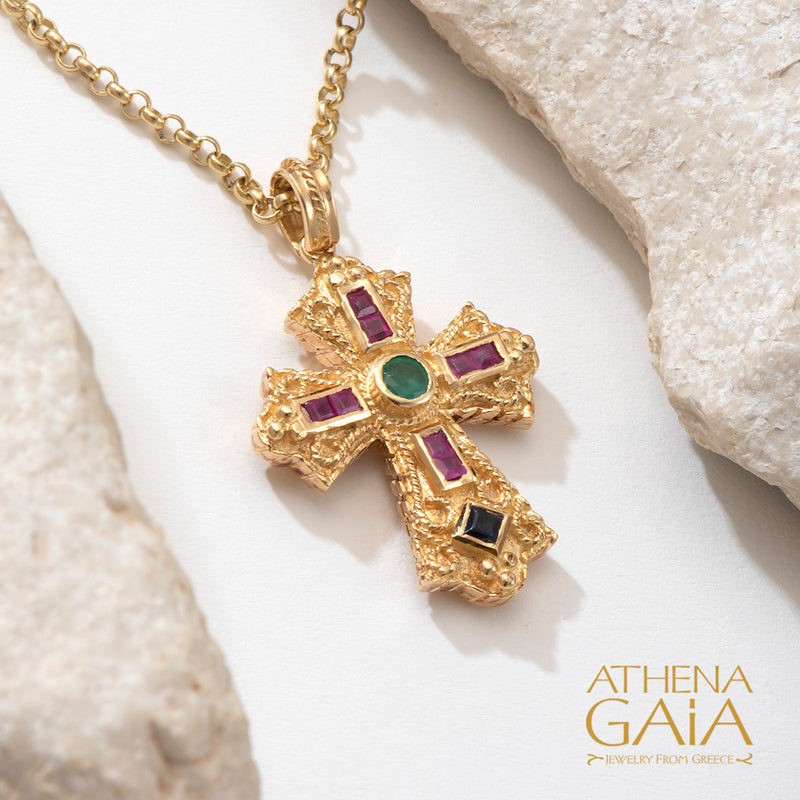 Regal Reversible Flared Cross - 18k Gold - Byzantine Cross