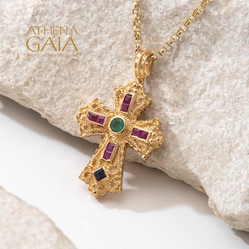 Regal Reversible Flared Cross - 18k Gold - Byzantine Cross