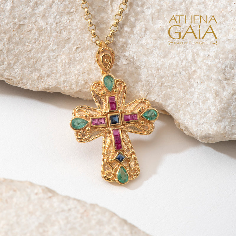 Regal Eudocia Cross - 18k Gold - Flared Byzantine Cross