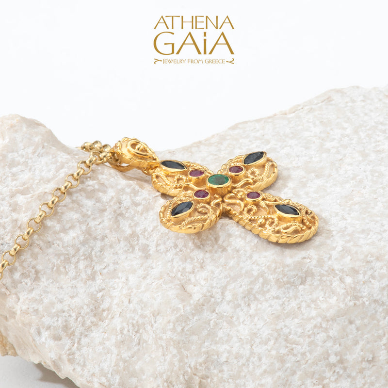 Regal Thekla Pomme Cross - 18k Gold - Byzantine Cross
