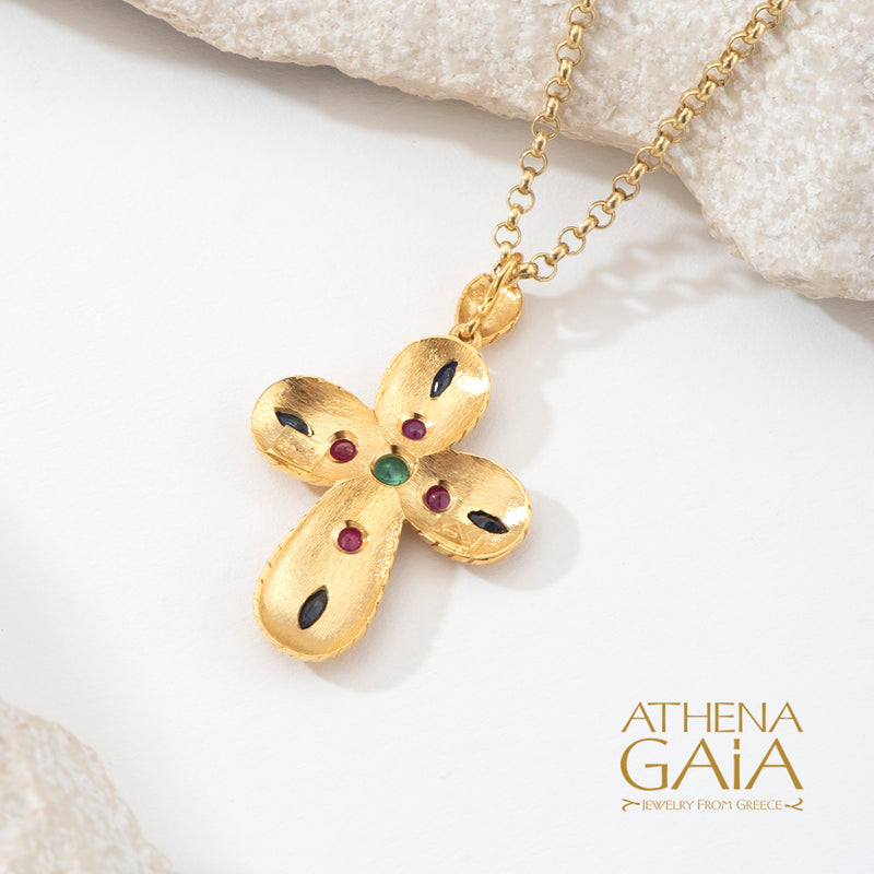 Regal Thekla Pomme Cross - 18k Gold - Byzantine Cross