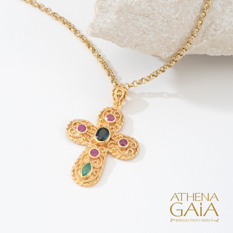 Regal Theo Cross - 18k Gold - Pomme Byzantine Cross