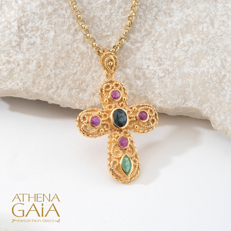 Regal Theo Cross - 18k Gold - Pomme Byzantine Cross