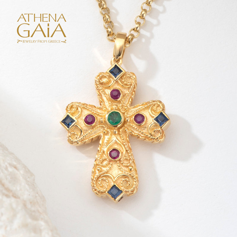 Regal Duo Prosopa Cross - 18k Gold - Reversible Flared Byzantine Cross