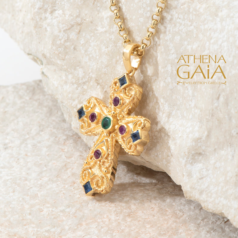 Regal Mia Prosopa Cross (Small) - 18k Gold - Flared Byzantine Cross